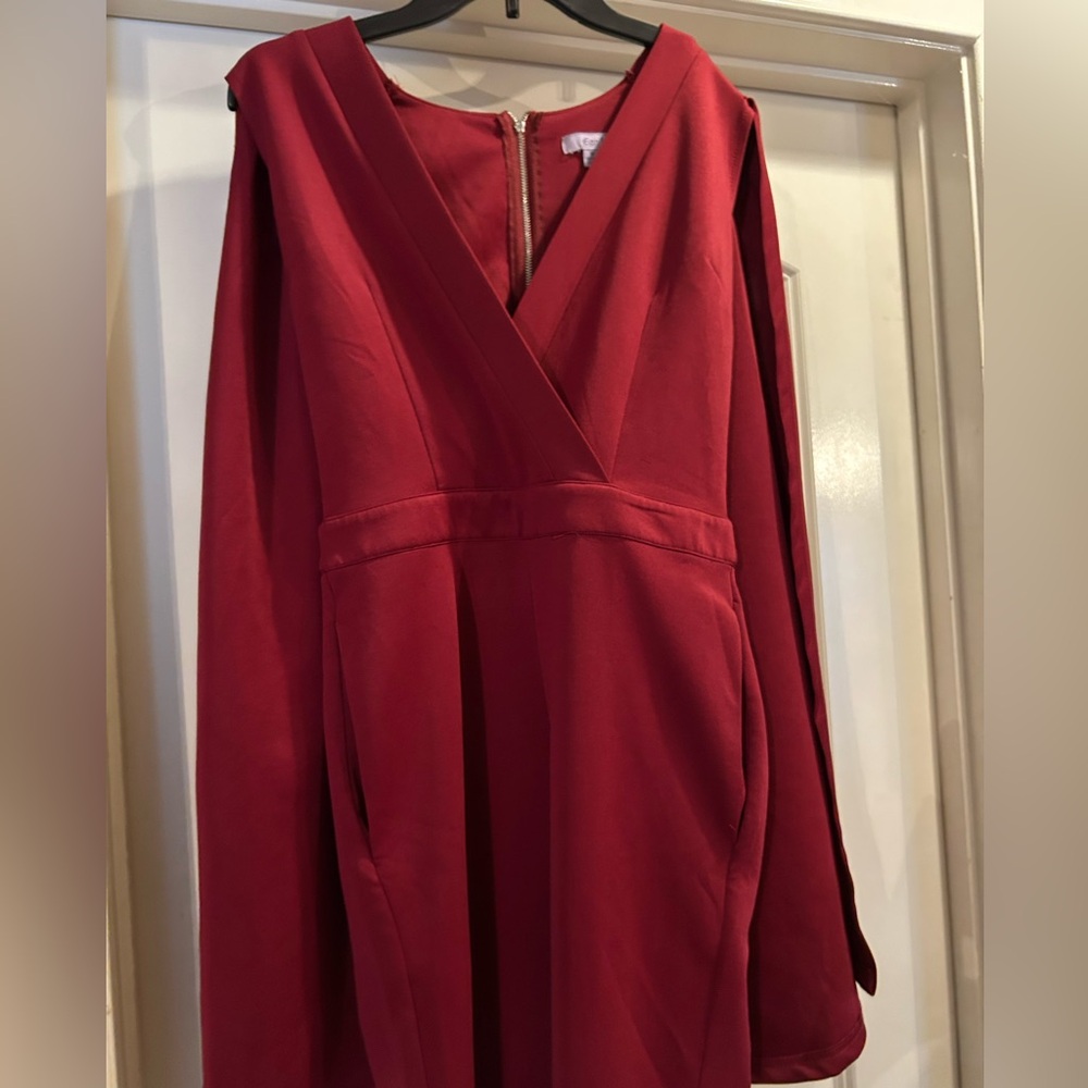 Elegant Red V-Neck Dress